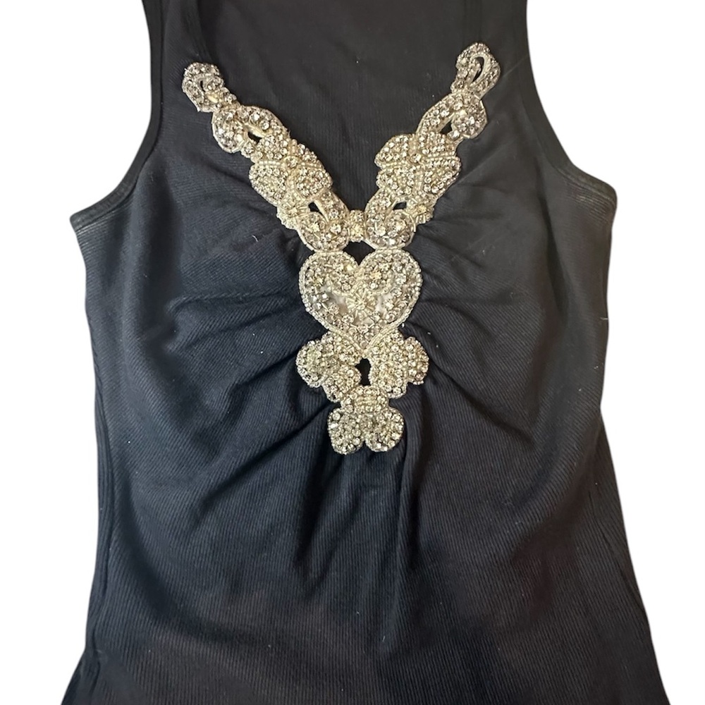 SKY Black Ruched Embellished Tank Top - Picture 3 of 6